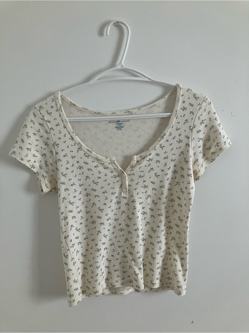 Brandy Melville Henley Floral Short Sleeve